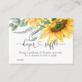 赤ちゃんシャワー用ひまわりオムツラッフル エンクロージャーカード (正面)