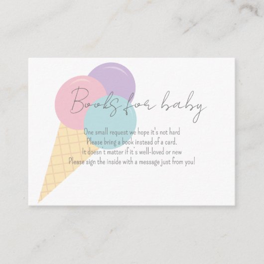 赤ちゃんシャワー用アイスクリームスクープ紙吹雪ブック エンクロージャーカード (正面)