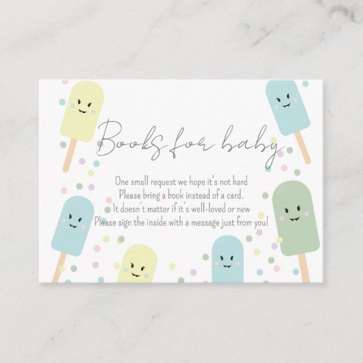 赤ちゃんシャワー用アイスクリームスクープ紙吹雪ブック エンクロージャーカード (正面)