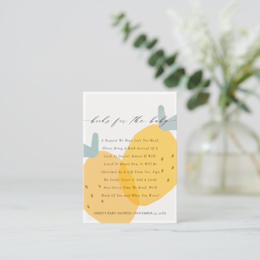 赤ちゃんシャワー用イエローレモンフルーティー柑橘系の本 エンクロージャーカード (スタンド正面)