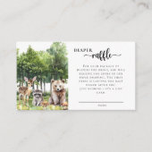 赤ちゃんシャワー用ウッドランド動物おむつラッフルカード エンクロージャーカード (正面)