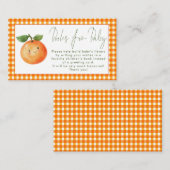 赤ちゃんシャワー用オレンジギンガムリトルかわいこちゃんブック エンクロージャーカード (正面/裏面)