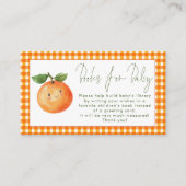 赤ちゃんシャワー用オレンジギンガムリトルかわいこちゃんブック エンクロージャーカード (正面)