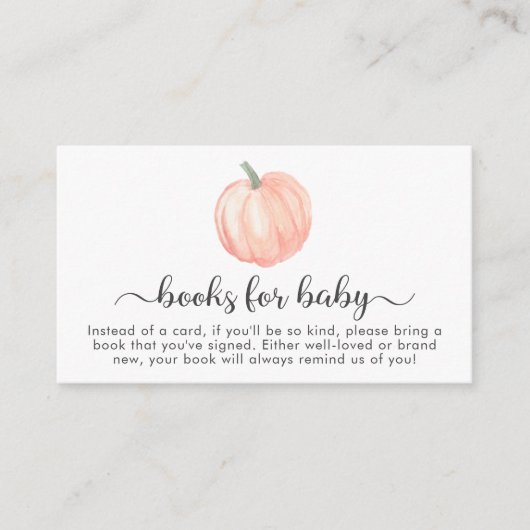 赤ちゃんシャワー用カボチャの本 エンクロージャーカード (正面)