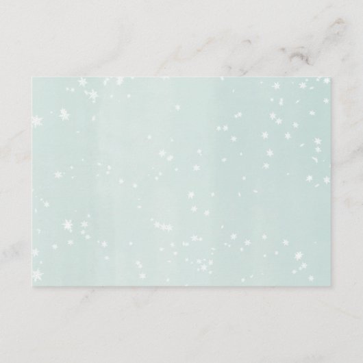 赤ちゃんシャワー用クリスマスツリーと雪の本 エンクロージャーカード (裏面)