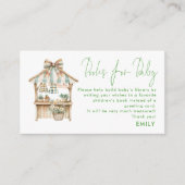 赤ちゃんシャワー用グリーンジンガム農家マーケットブック エンクロージャーカード (正面)