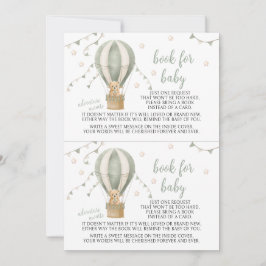 赤ちゃんシャワー用グリーンテディバルーンアドベンチャーブック 招待状