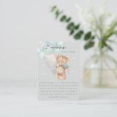 赤ちゃんシャワー用グレーアクアブルーベア風船ブック エンクロージャーカード (スタンド正面)