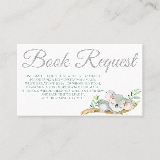 赤ちゃんシャワー用コアラ予約リクエストカード誕生日 名刺 (正面)