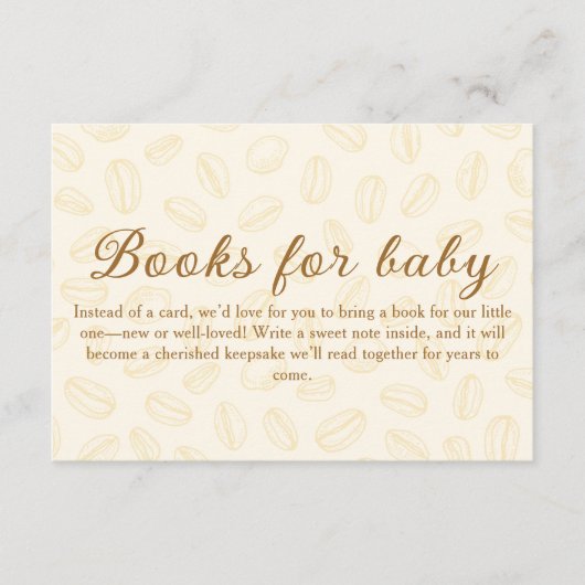赤ちゃんシャワー用コーヒー豆本 エンクロージャーカード (正面)