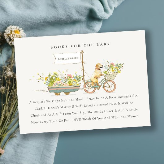 赤ちゃんシャワー用ゴールデンレトリバーフローラブック エンクロージャーカード