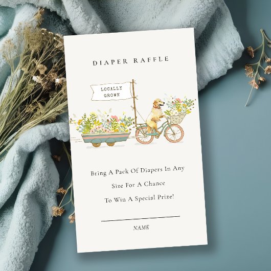 赤ちゃんシャワー用ゴールデンレトリバーフローラブック エンクロージャーカード