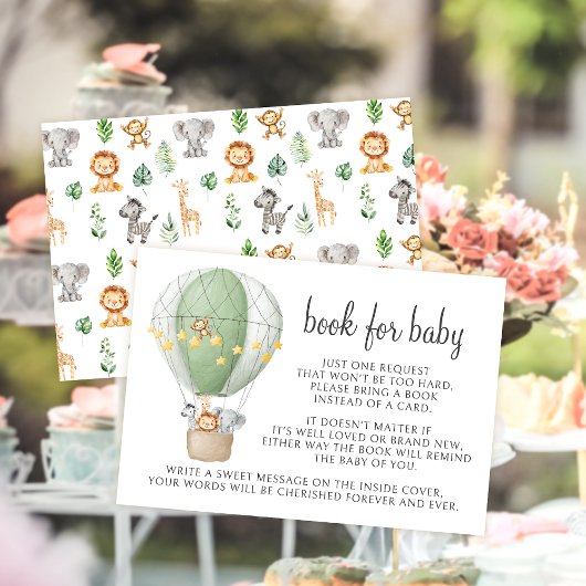 赤ちゃんシャワー用サファリ熱気球ブック 出欠カード