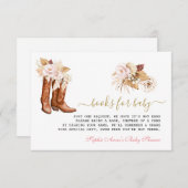 赤ちゃんシャワー用シックなウェスタンブーツ女性のカーボーイブック エンクロージャーカード (正面/裏面)