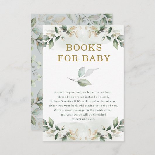 赤ちゃんシャワー用シックな植物性金ゴールドブック エンクロージャーカード (正面/裏面)