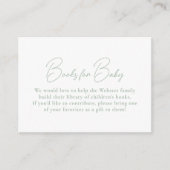 赤ちゃんシャワー用シンプルのセージ緑のギンガムの本 エンクロージャーカード (正面)