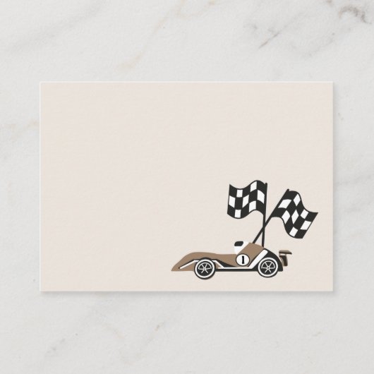 赤ちゃんシャワー用スポーティなレースカーブック エンクロージャーカード (裏面)