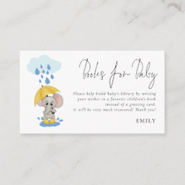 赤ちゃんシャワー用ゾウ傘スクリプトブック エンクロージャーカード