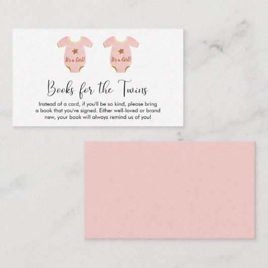 赤ちゃんシャワー用ツインガールズブック エンクロージャーカード (正面/裏面)