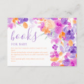 赤ちゃんシャワー用パステルパープルオレンジフローラの本 エンクロージャーカード (正面)