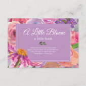 赤ちゃんシャワー用パープルピンクフローラブック エンクロージャーカード (正面)