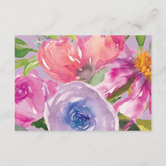 赤ちゃんシャワー用パープルピンクフローラブック エンクロージャーカード (裏面)