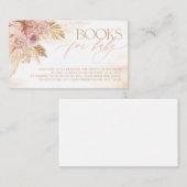 赤ちゃんシャワー用ピンクとベージュボホパンパスブック エンクロージャーカード (正面/裏面)