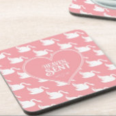 赤ちゃんシャワー用ピンクと白の白鳥パターン コースター