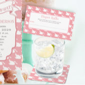 赤ちゃんシャワー用ピンクと白の白鳥パターン スクエアペーパーコースター