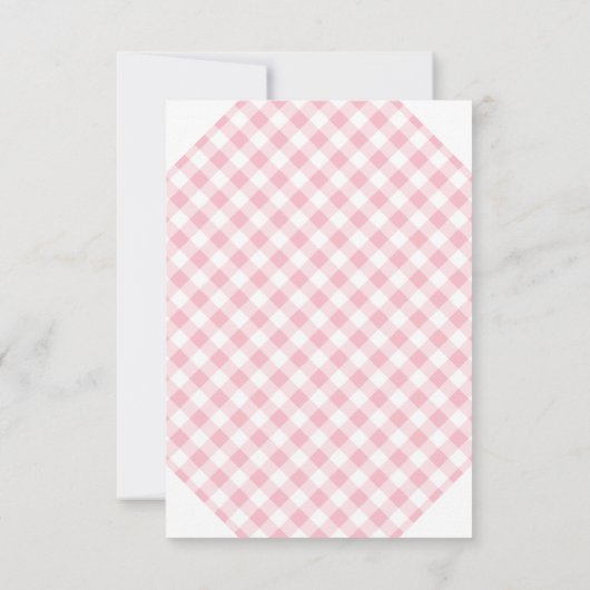 赤ちゃんシャワー用ピンクのギンガムブックス 出欠カード (裏面)