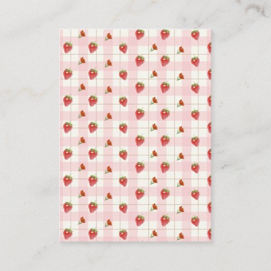 赤ちゃんシャワー用ピンクのストロベリージンガム本 エンクロージャーカード (裏面)