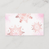 赤ちゃんシャワー用ピンクのスノーフレーク・ガールブック エンクロージャーカード (裏面)