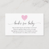 赤ちゃんシャワー用ピンクのハートブック エンクロージャーカード (正面)