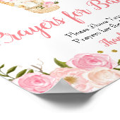 赤ちゃんシャワー用ピンクのホットエアバルーン祈りの言葉 ポスター (角)