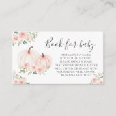 赤ちゃんシャワー用ピンクのリトルカボチャフローラブック エンクロージャーカード (正面)