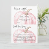 赤ちゃんシャワー用ピンクカボチャおむつラッフルブック 招待状 (スタンド正面)