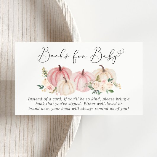 赤ちゃんシャワー用ピンクカボチャフローラブック エンクロージャーカード