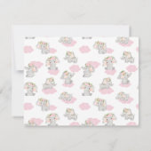 赤ちゃんシャワー用ピンクゾウサンキューカード サンキューカード (裏面)