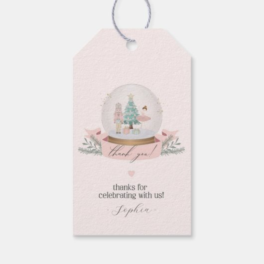 赤ちゃんシャワー用ピンクナツクラッカーメッセージカード ギフトタグ (裏面)