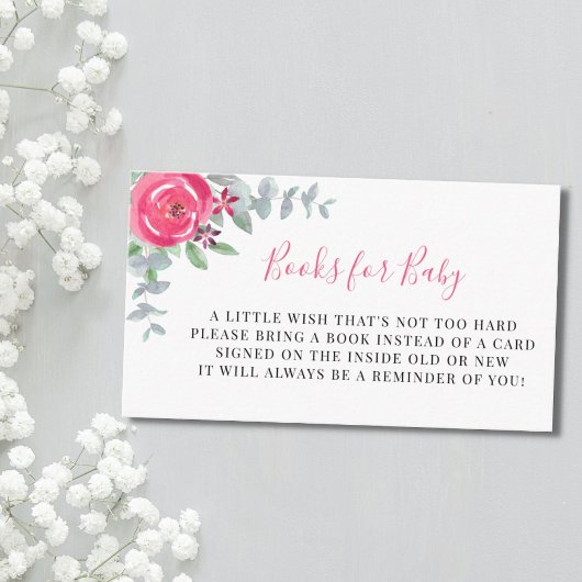 赤ちゃんシャワー用ピンクフローラ本 エンクロージャーカード