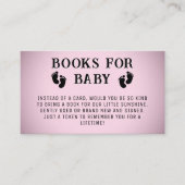 赤ちゃんシャワー用ピンク色のビネットの足跡の本 エンクロージャーカード (正面)