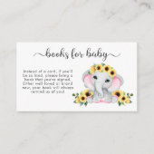 赤ちゃんシャワー用ピンク象ひまわり本 エンクロージャーカード (正面)