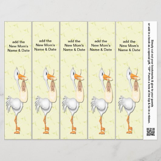 赤ちゃんシャワー用ブックマークのパーティー1枚あたり5 チラシ (正面)