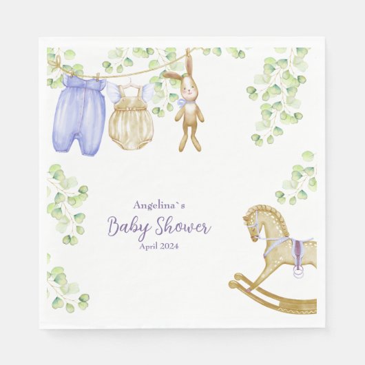 赤ちゃんシャワー用ペーパーナプキン。 スタンダードランチョンナプキン (正面)