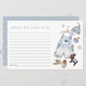 赤ちゃんシャワー用ママ用の青い赤ちゃん服アドバイス (正面/裏面)