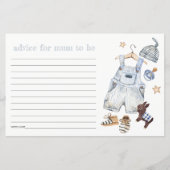 赤ちゃんシャワー用ママ用の青い赤ちゃん服アドバイス (正面)