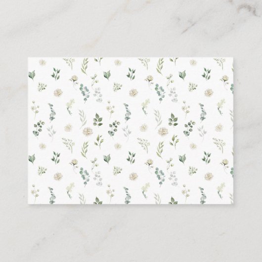 赤ちゃんシャワー用ユーカリ緑フローラ本 エンクロージャーカード (裏面)