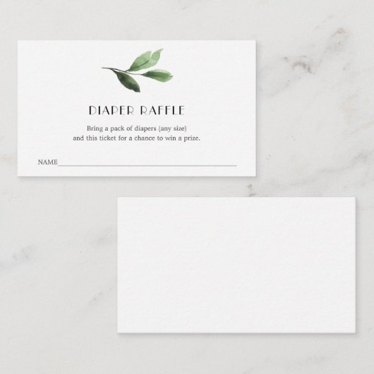 赤ちゃんシャワー用リトルかわいこちゃんおむつラッフルチケット エンクロージャーカード (正面/裏面)