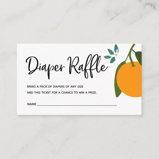 赤ちゃんシャワー用リトルかわいこちゃんおむつラッフルチケット エンクロージャーカード (正面)