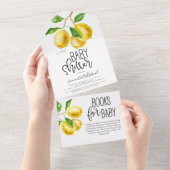 赤ちゃんシャワー用レモンドロップウォーターカラーブック オールインワン招待状 (貼ってはがせる)